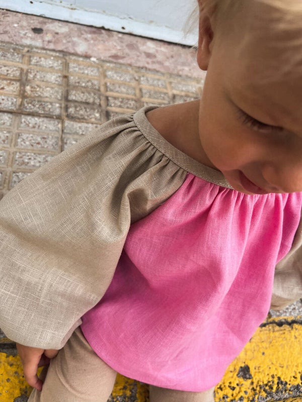 Poppy Blouse linen 1-2y