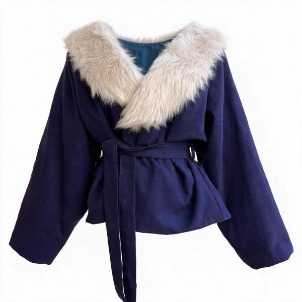 AYLA COAT |  Navy blue cotton