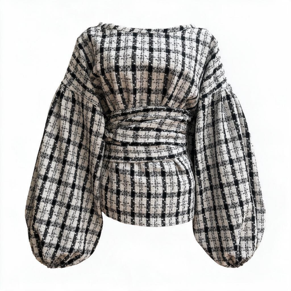 Lena Blouse woven cotton black/white