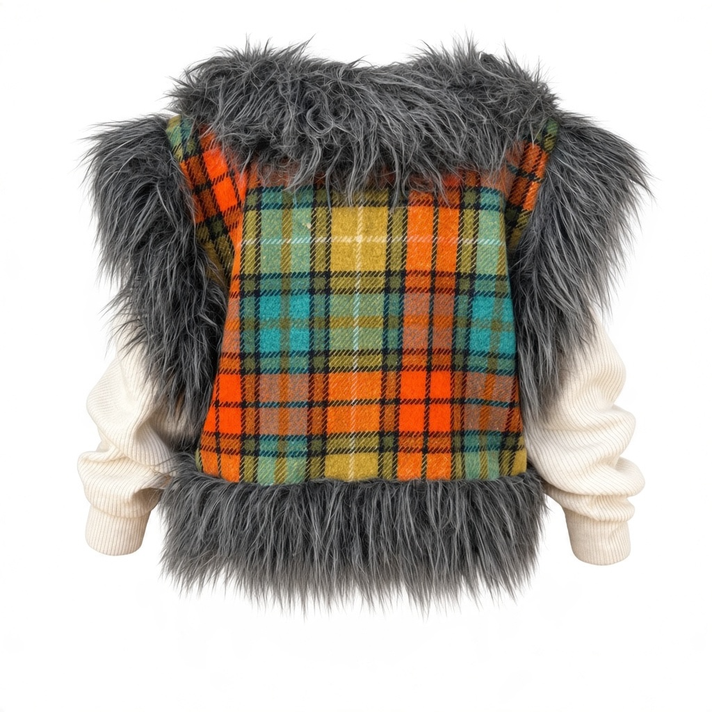 ALINA WAISTCOAT | Checked wool orange