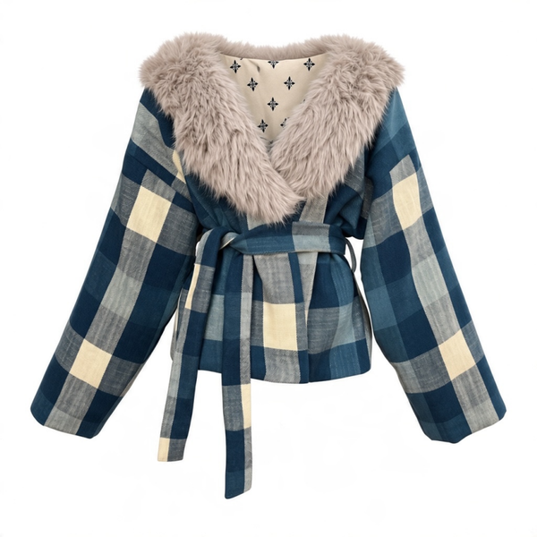 AYLA COAT | Checked linen