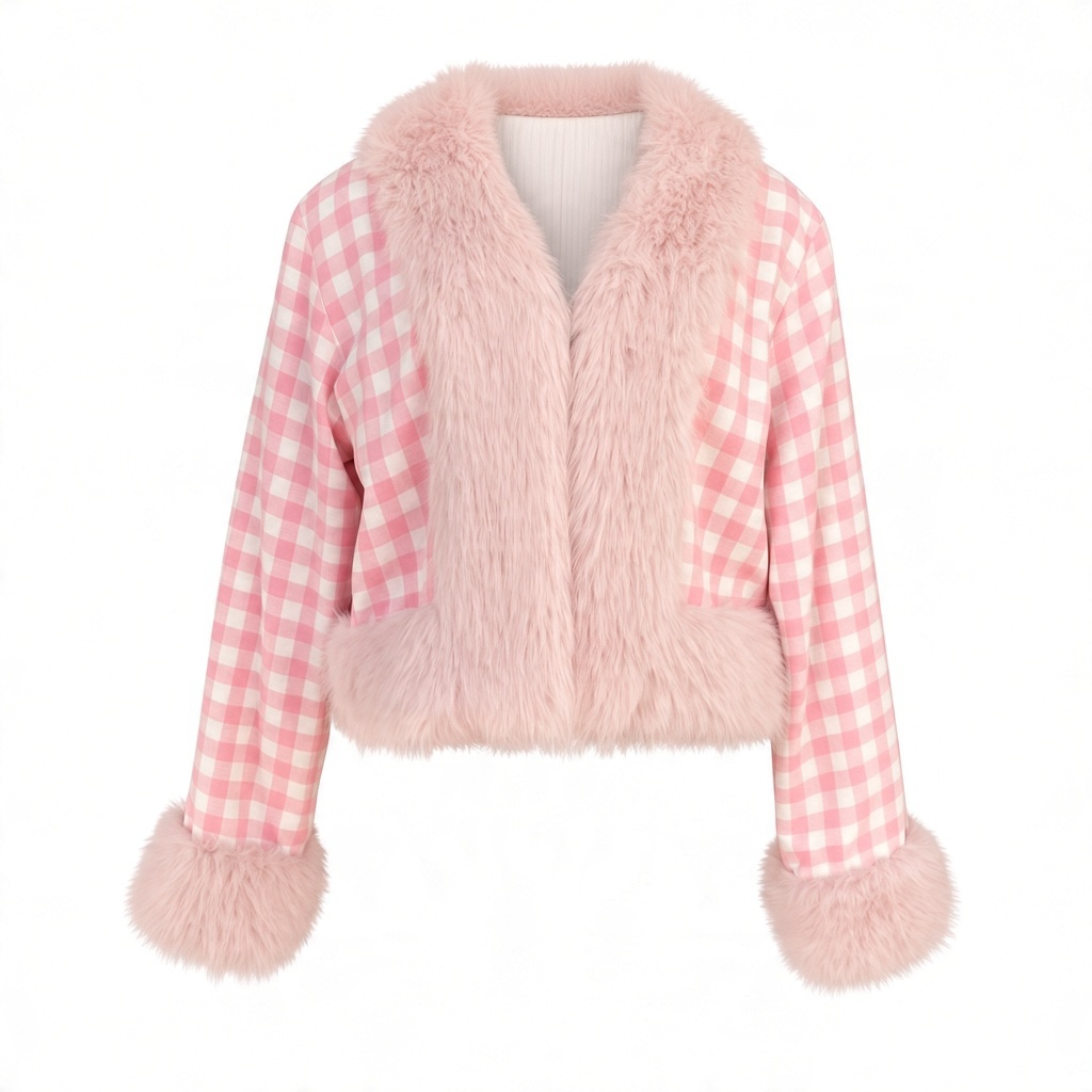 MILA COAT | Checked pink
