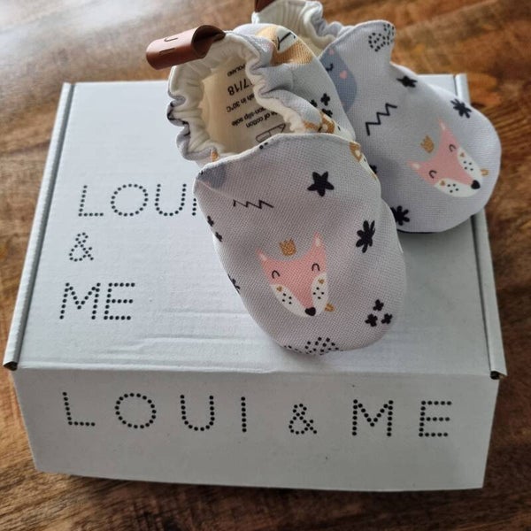 Baby sloffen / zachte schoen  Animals blauw
