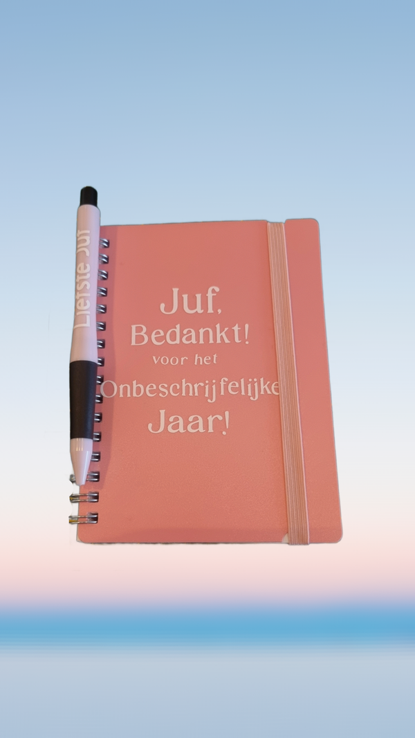 Notitie boekje+pen "Juf"