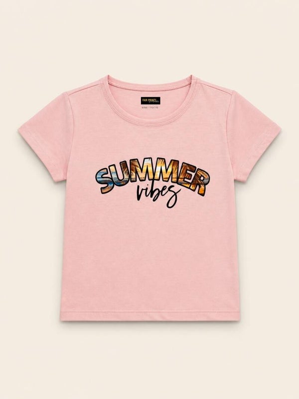T-shirt "summer vibes" Roze