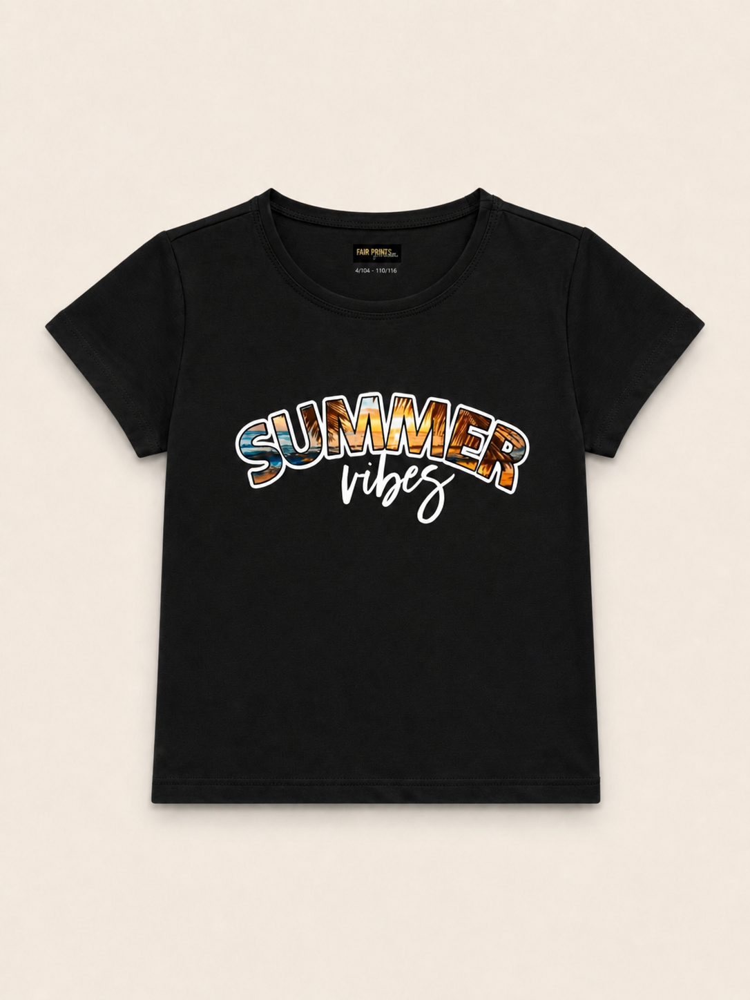 T-shirt "summer vibes" zwart
