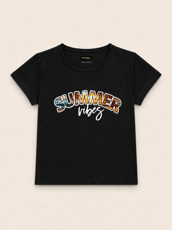T-shirt "summer vibes" zwart