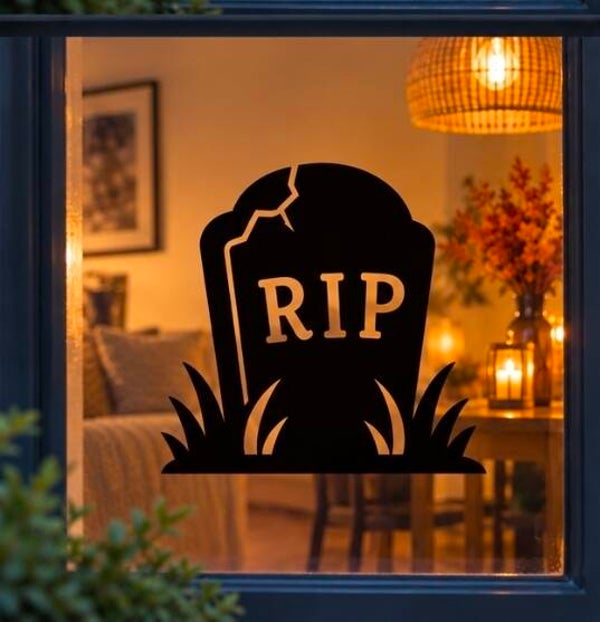 Halloween Raamsticker R.I.P.