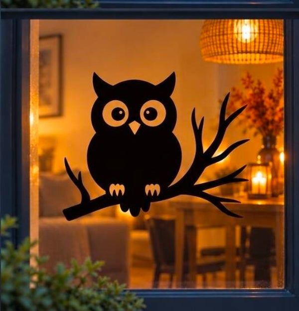 Halloween Raamsticker nachtuil
