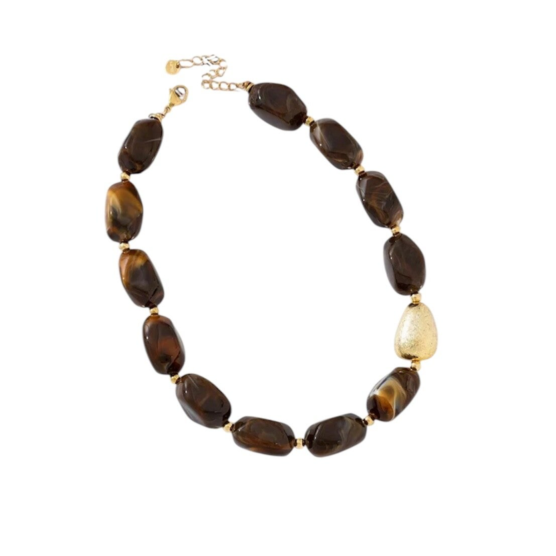 STONE BEADS ketting- brown