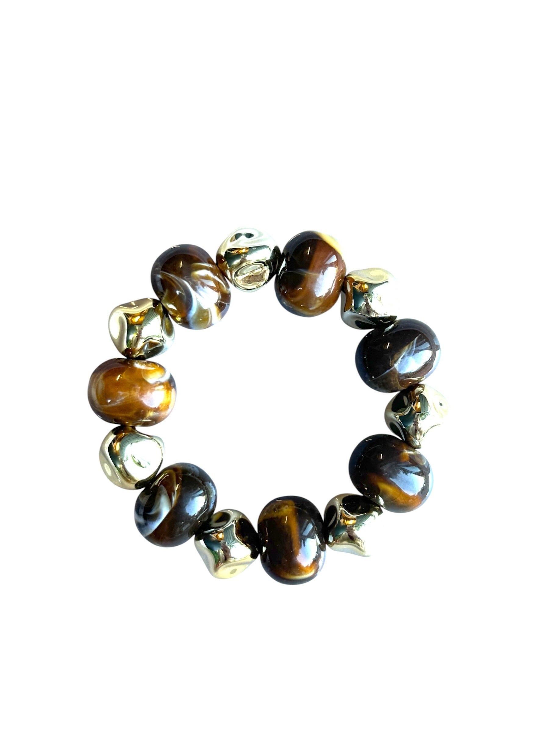 DUBBLE BEADS armband- brown