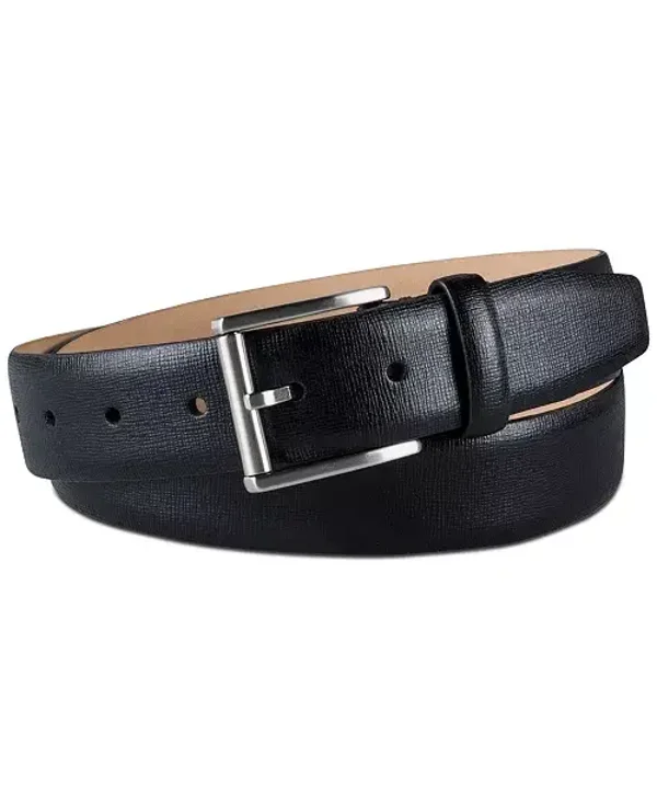 Men’s Textured Leather Roller Bar Buckle Belt