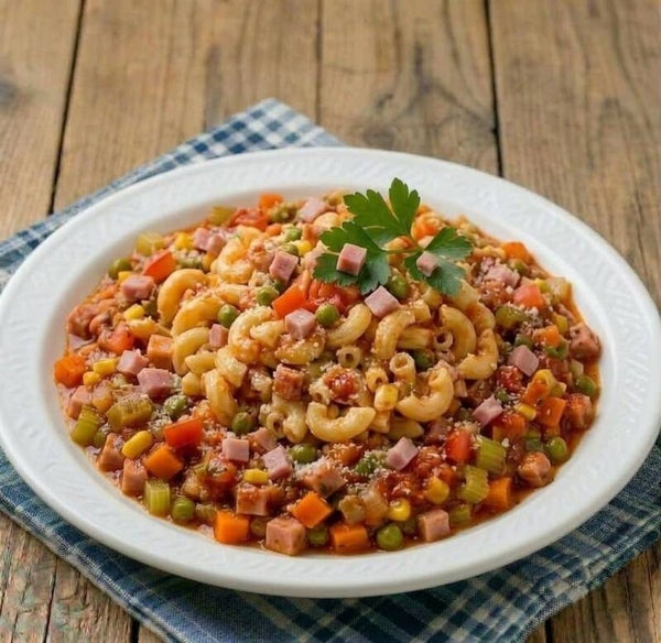 Zaterdag 17 oktober - Macaroni met groenten, ham en tomatensaus