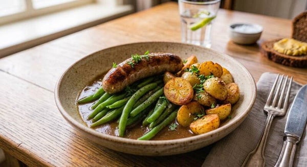 Zaterdag 24 oktober - Sperziebonen, saucijs, aardappelen en jus