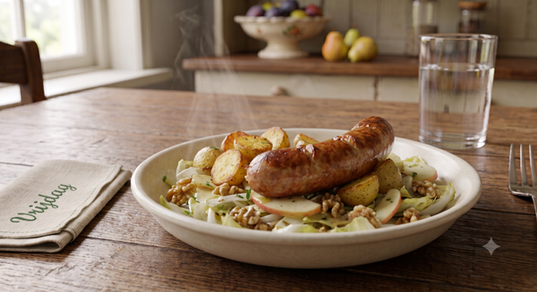 Maandag 3 augustus - Witlofsalade met gebakken piepers en worst