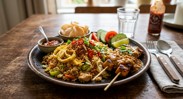 Do 23 Jul / Goudbruine Nasi Goreng met  een malse kipsatéspies
