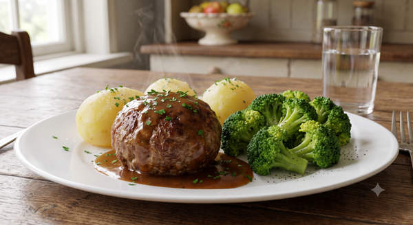 Vrijdag 7 augustus - Gehaktbal met broccoli en gekookte aardappels