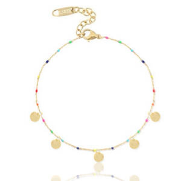 Enkelbandje muntjes goud- multicolour