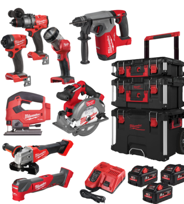 Milwaukee M18 FPP8E-553P 18V Li-ion 8-Delige combiset (3x 5.5Ah) in Packout (ALLEEN AFHAAL)