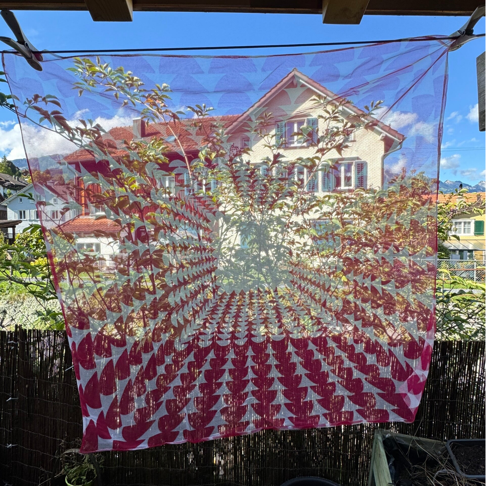 Vintage Schal weiss pink