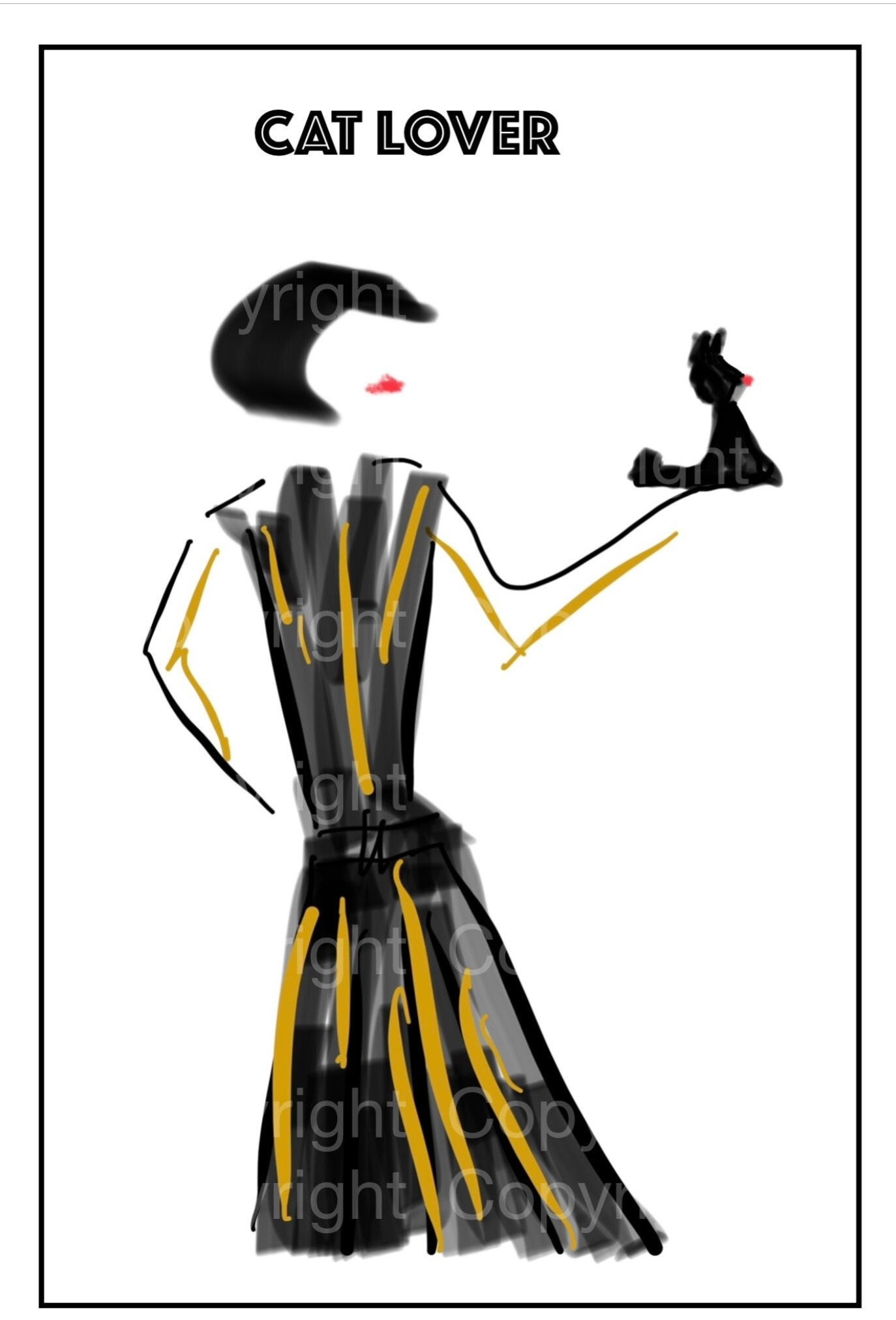 Bild Poster Cat Lover Art Deco black fürs Puppenhaus