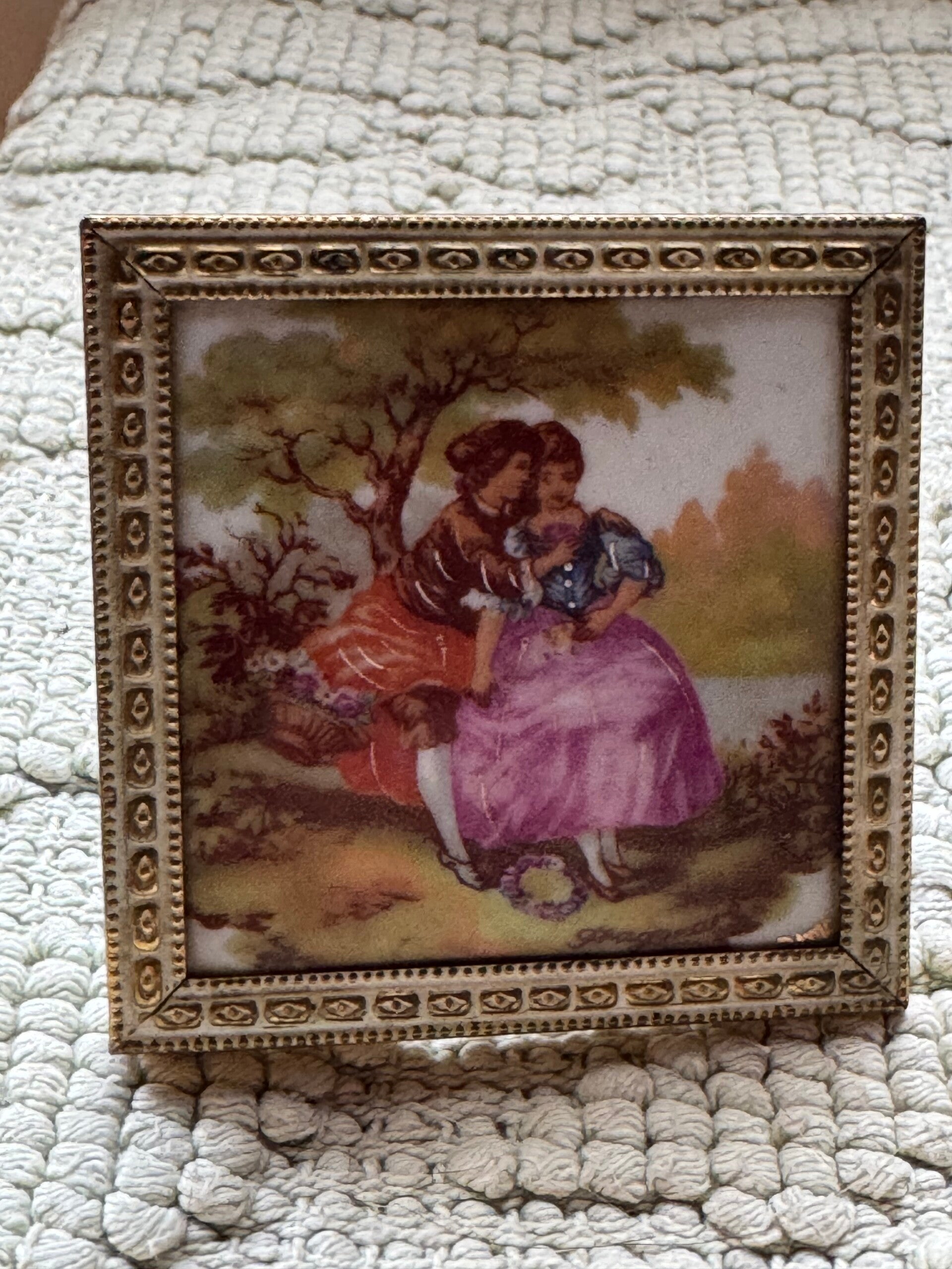 Kachel Limoges France in Messingrahmen Danish Design gebraucht