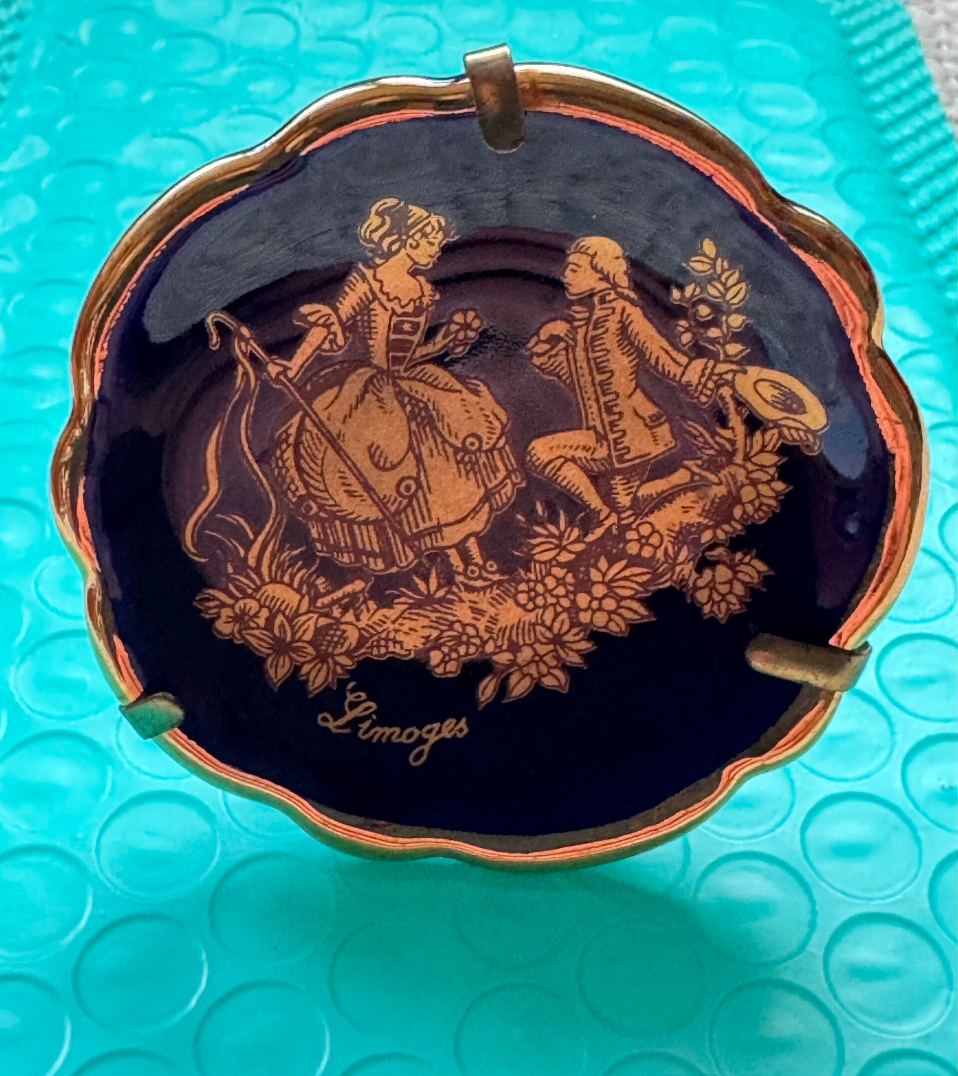 Porzellanteller Kobalt Gold Bardet Limoges France