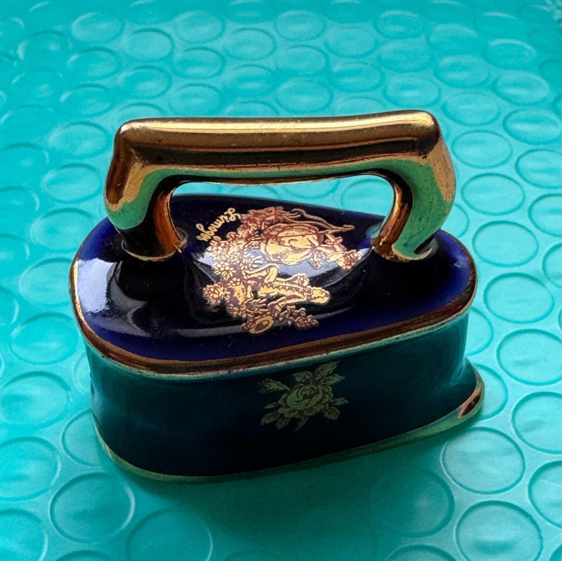 Porzellant Bügeleisen Kobalt Gold Bardet Limoges France