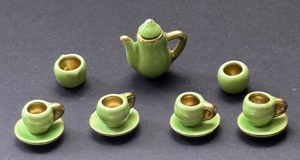 Kaffee- oder Teeservice Art Deco 30er Jahre grün gold