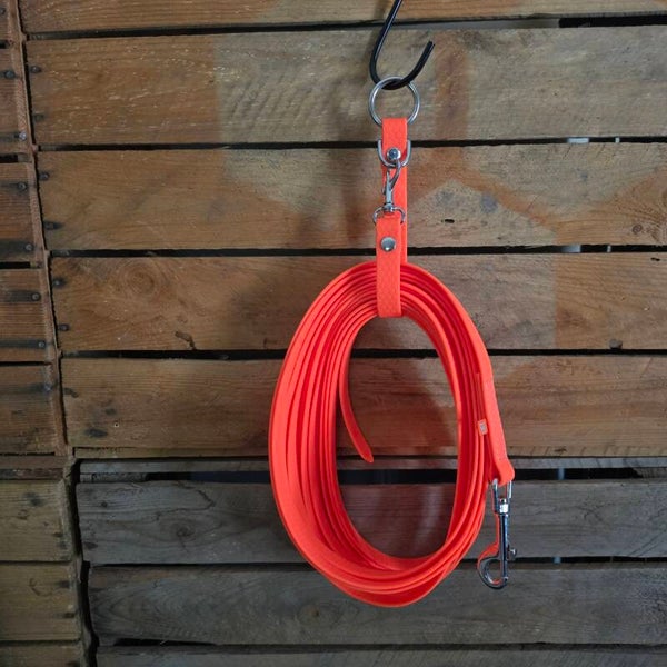 SALE - Sleeplijn 6,4 meter - Lichte Grip - Neonoranje - RVS - Gestikt - Zonder handvat