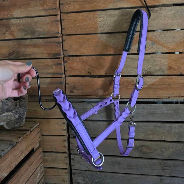 SALE - Kaptoom Base Gevlochten - Paars Amethyst - RVS - Gestikt zwart garen - Full