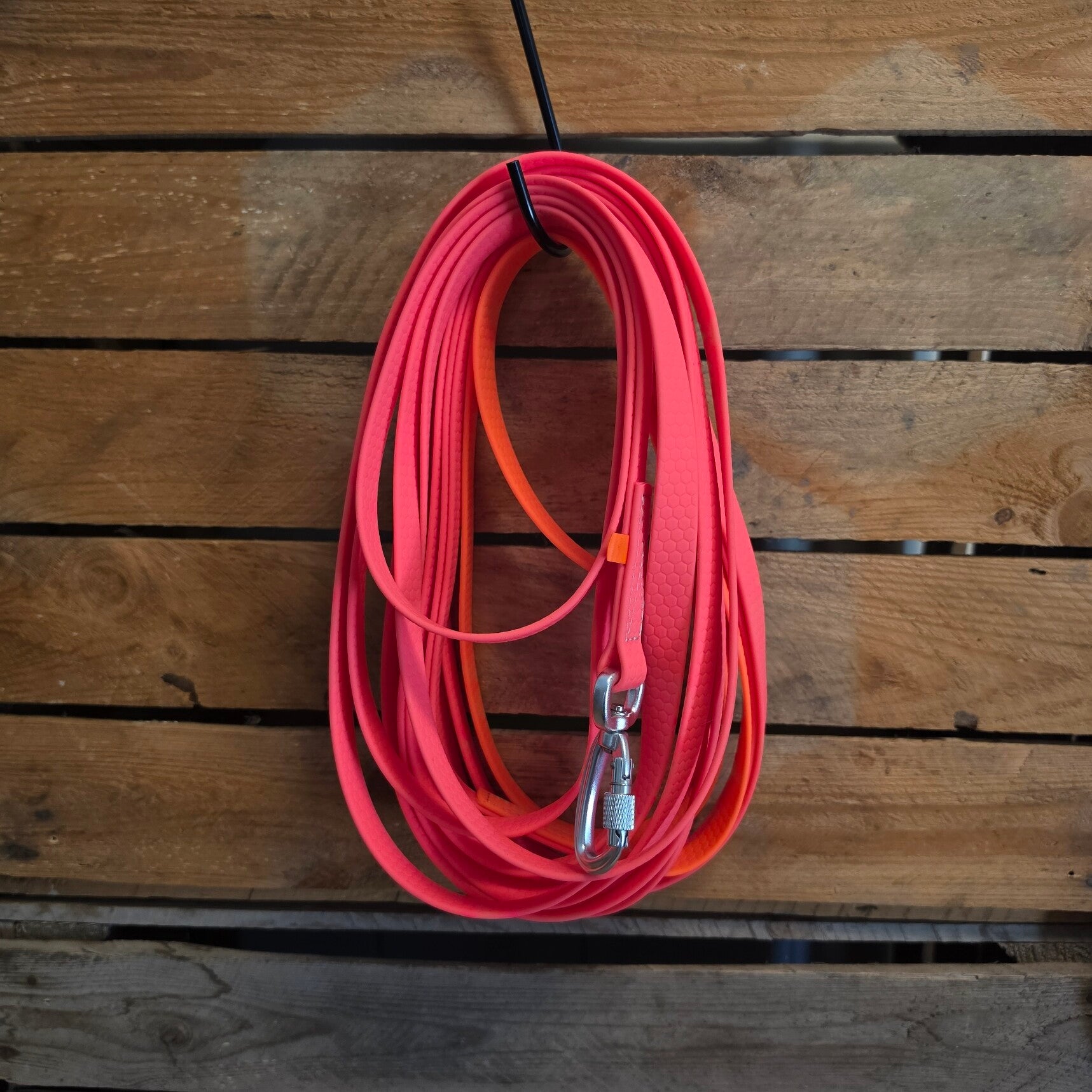SALE - Lichte Grip Sleeplijn - RVS - 16mm - Neonroze/Neonoranje - zonder handvat - 7 meter