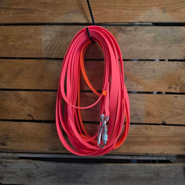 SALE - Lichte Grip Sleeplijn - RVS - 16mm - Neonroze/Neonoranje - zonder handvat - 7 meter