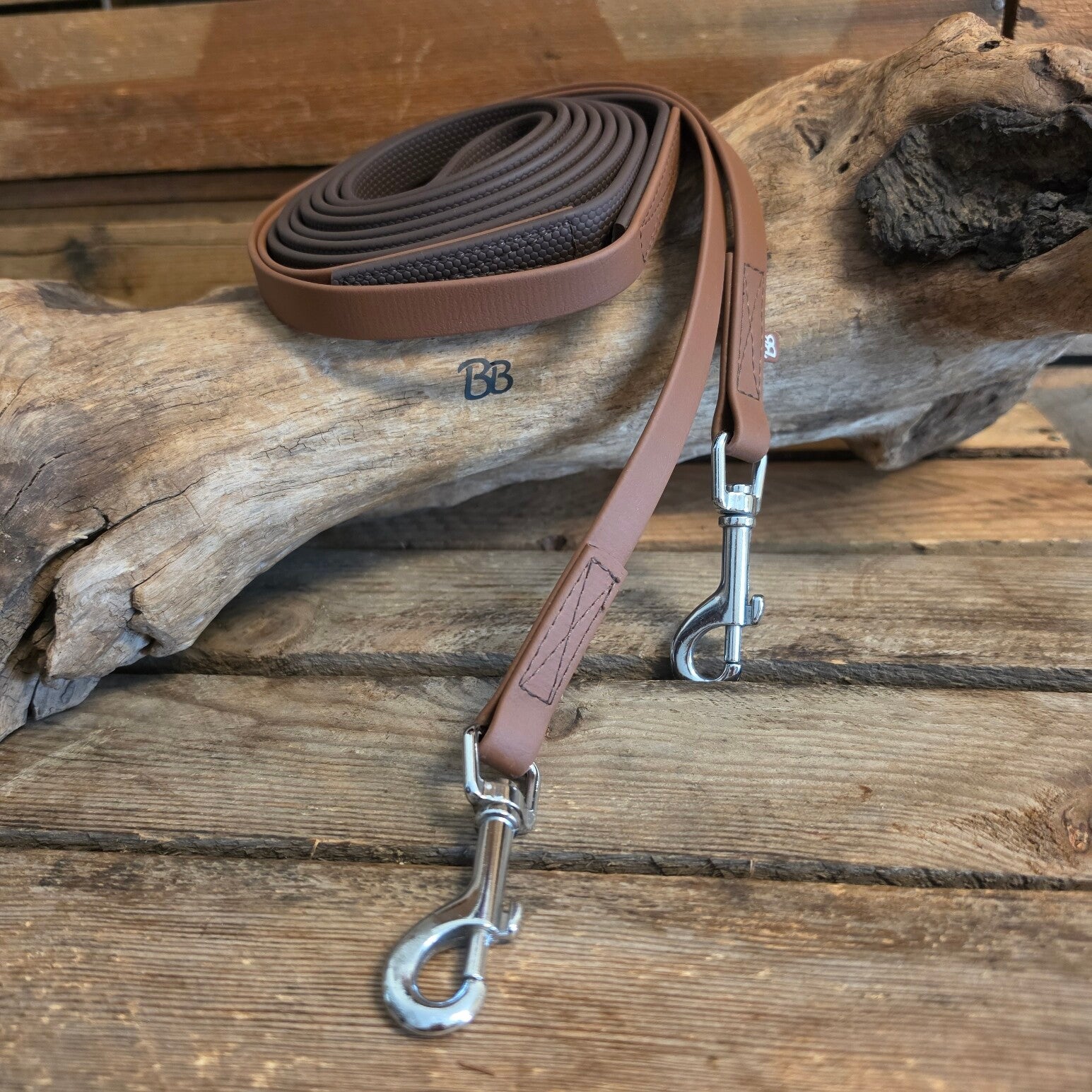 SALE - Teugels Lichte Grip - Choco (donkerbruin) met Roodbruin BR522 - 3 meter - 16mm breed