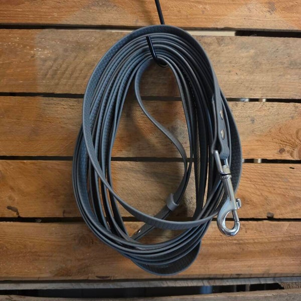 SALE - Lichte Grip Longeerlijn - RVS - 19mm - met handvat - Muisgrijs - Holnietjes