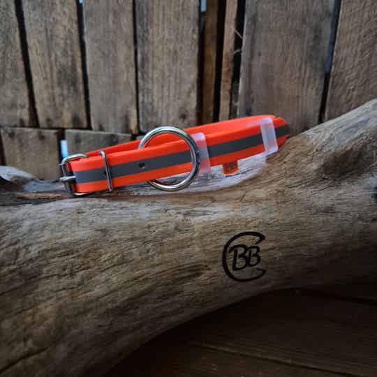 SUMMERSALE - By Baukje - Halsband Reflectie - 30-41 cm - Neonoranje - RVS - Holnietjes