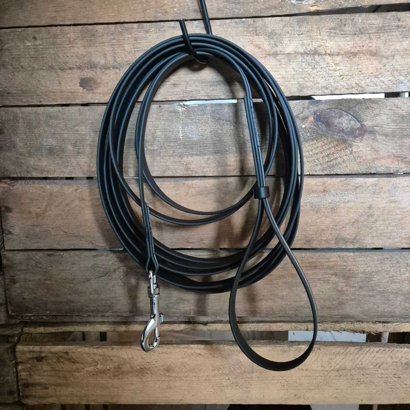 SALE - Beta Biothane® Sleeplijn - 13mm - 5 meter met handvat - RVS - Stiksel - Reflectie