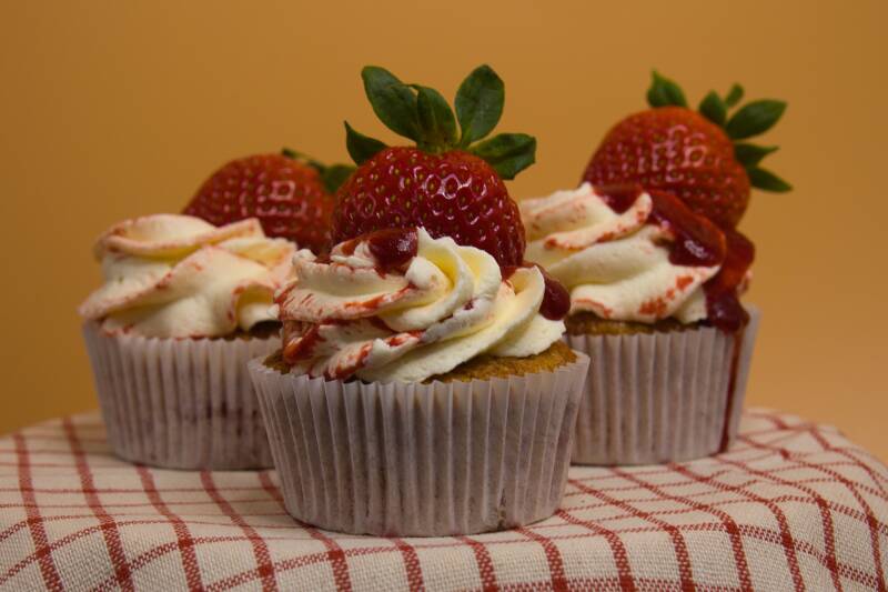 Aardbeien cupcakes