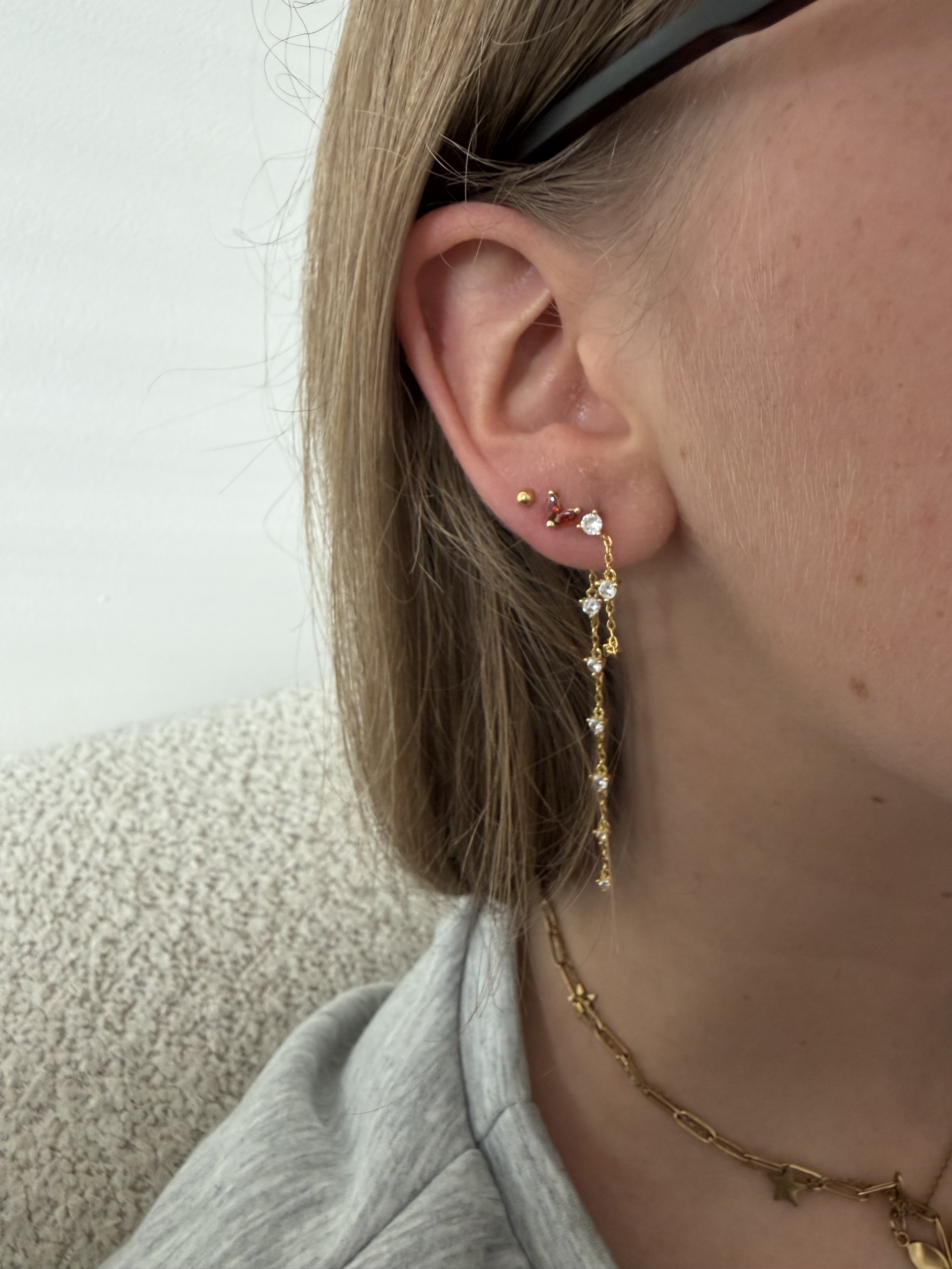 long gold zirconia drop