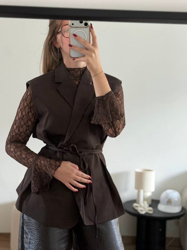 Julie lace top - brown