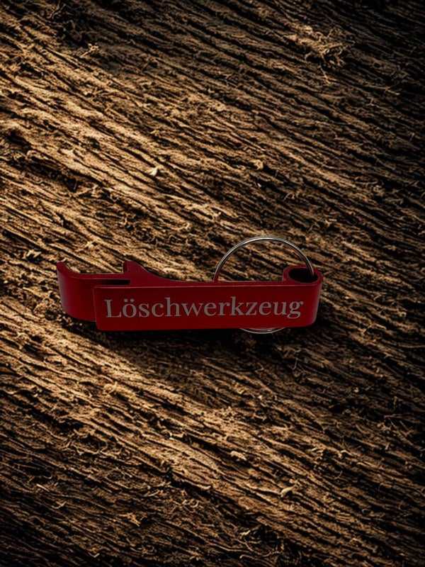 Flaschenöffner Feuerwehr Geschenk, Schlüsselanhänger Löschwerkzeug, Kapselheber Metall Gravur, Lustiges Männergeschenk, Geschenk Kamerad