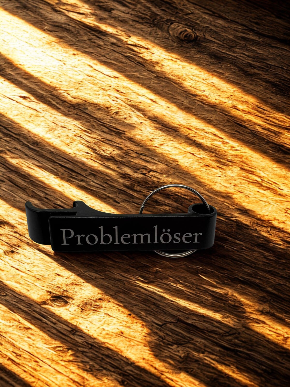 Schlüsselanhänger Problemlöser, Lustiges Geschenk für Kollegen, Flaschenöffner Metall Gravur, Alltagshelfer Männergeschenk, Büro