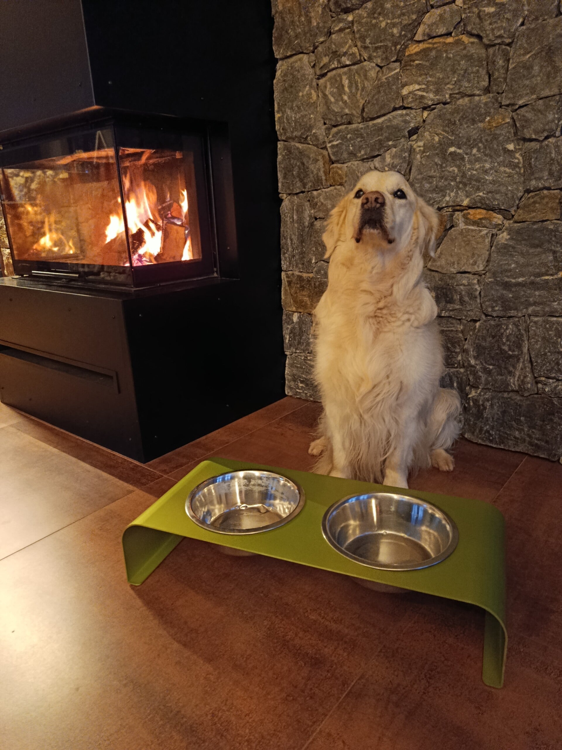 Porta ciotole Joy Lime Green Met