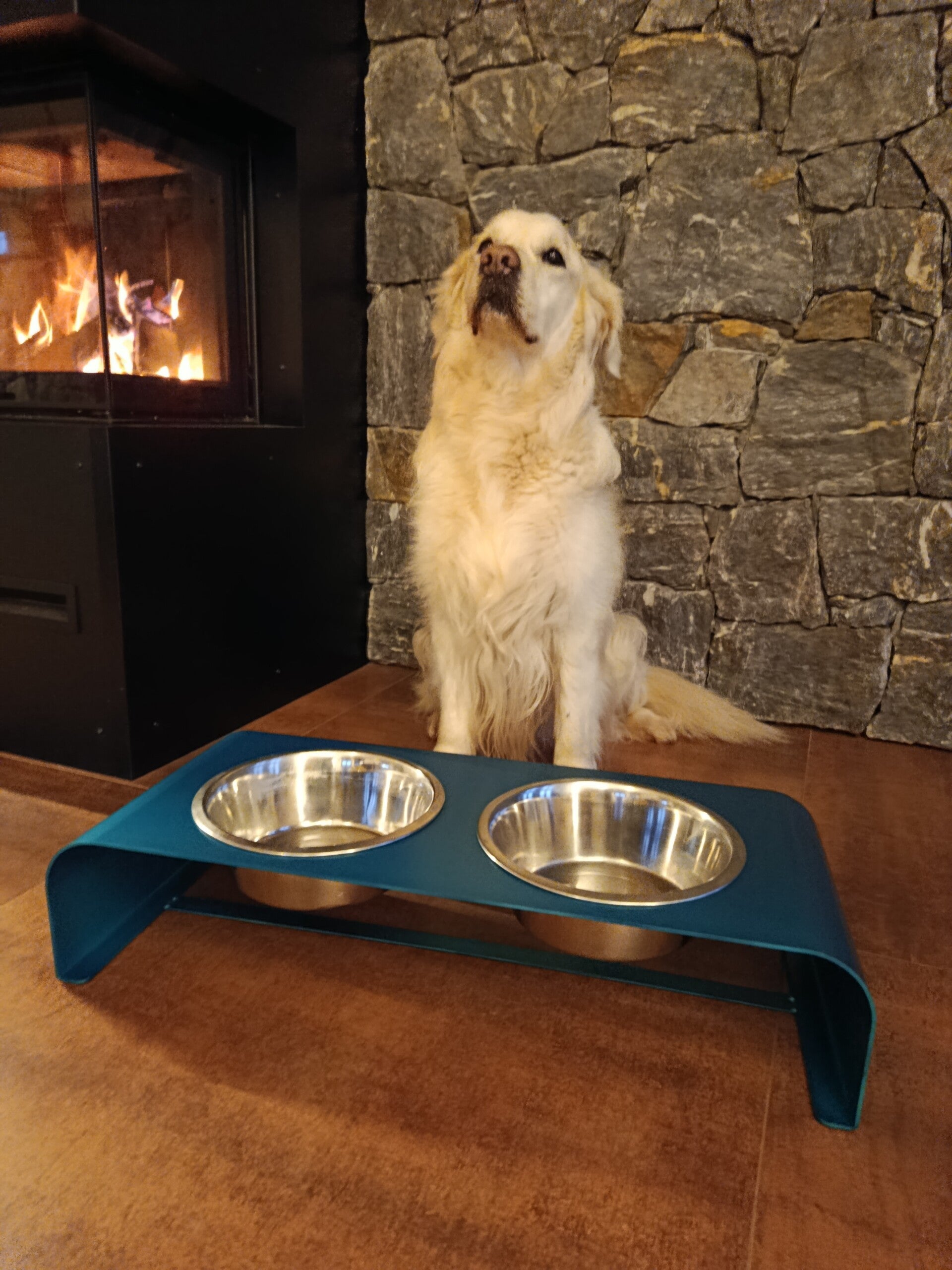 Porta ciotole Joy Ocean Blu Met