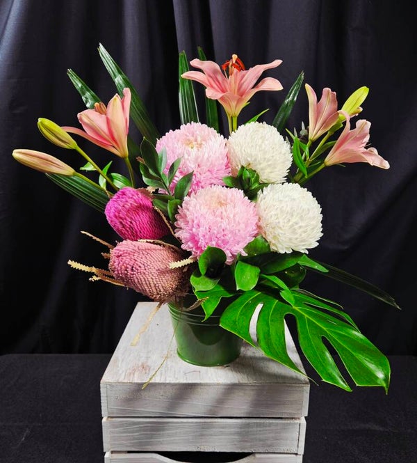 Blush Banksia & Lily Arrangement