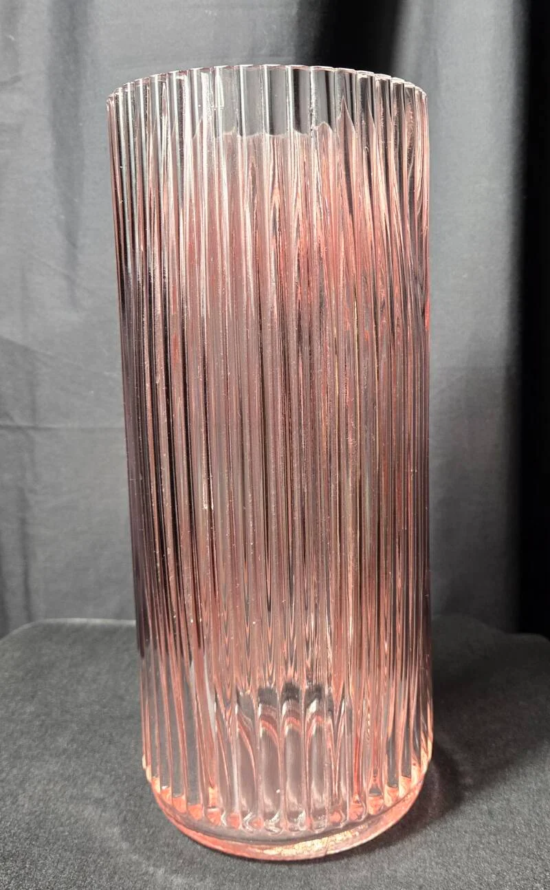 Blush Ribbed Glass Vase – Add-On