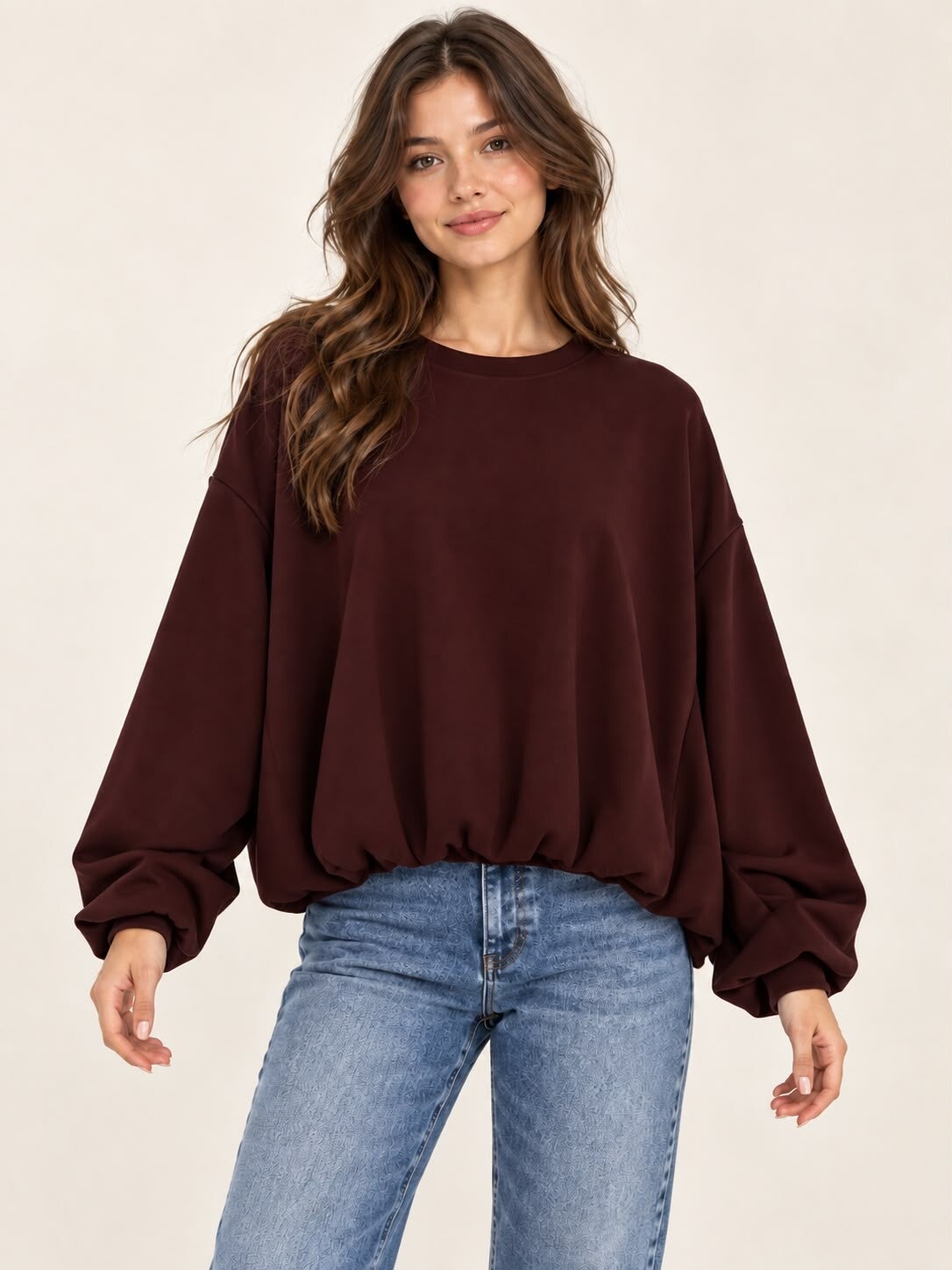 Toffe dubbele trui aubergine 256