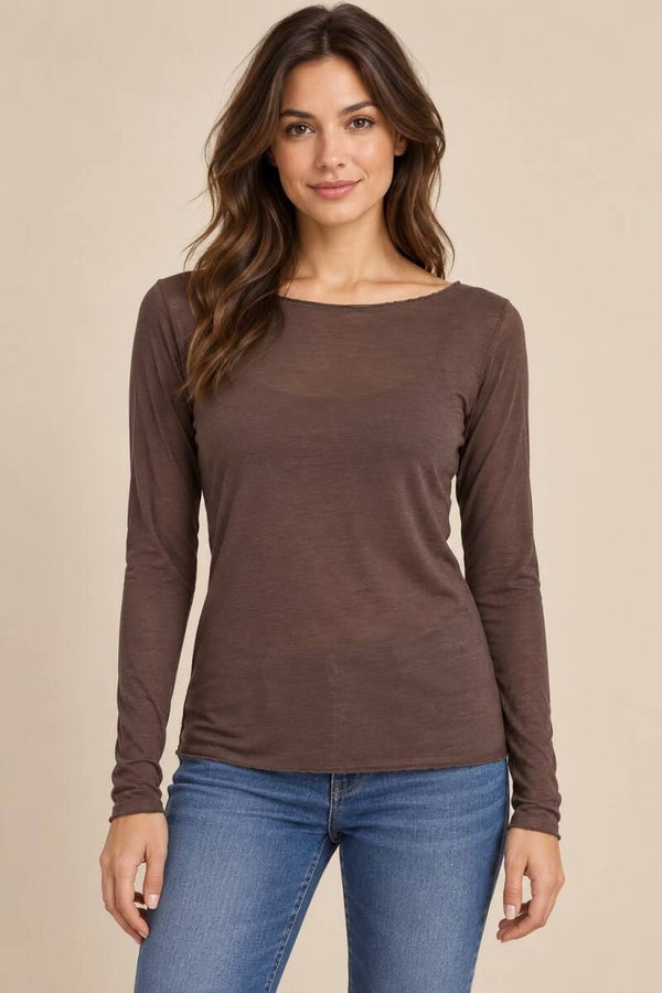 Cashmere top donkerbruin 232