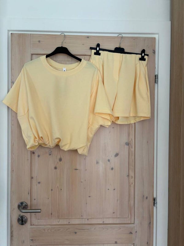 Toffe casual set met short geel 182