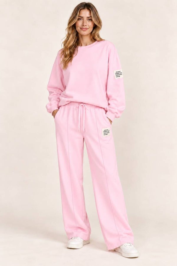 roze huispak met lange mouwen